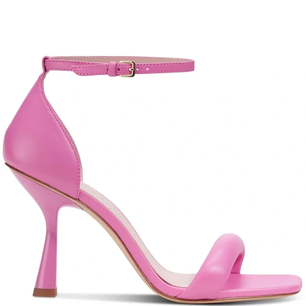 Kate Spade Melrose Ankle Strap Pumps Stiletto Heel Pink Leather Sandals 7.5